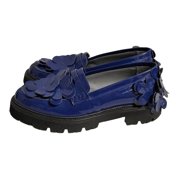MSGM BLUE PATENT FLORAL LOAFERS Made in Italy SZ 38 - Picture 2 of 16